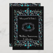 Turquoise & Silver Jubileum Invite Kaart (Voorkant / Achterkant)