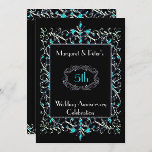  Turquoise & Silver Jubileum Invite Kaart