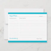 Turquoise, Silver Love Hearts Bridal Recipe Kaart (Achterkant)