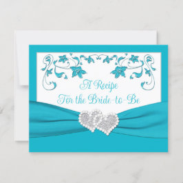 Turquoise, Silver Love Hearts Bridal Recipe Kaart