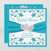 Turquoise, Silver Love Hearts Vrijgezellenfeest Kaart (Voorkant / Achterkant)