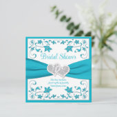 Turquoise, Silver Love Hearts Vrijgezellenfeest Kaart (Staand voorkant)