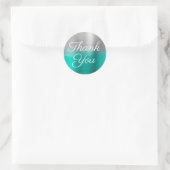 Turquoise Silver Ombre Folie Dank u wel Ronde Sticker (Tas)
