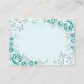Turquoise Silver Quinceanera Reception Details Informatiekaartje (Achterkant)