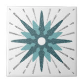 Turquoise & Silver Starburst Tegeltje (Voorkant)