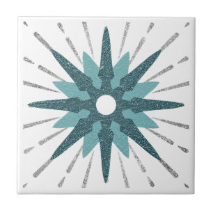 Turquoise & Silver Starburst Tegeltje