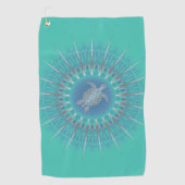 Turquoise Silver Turtle Mandala Maritime Golfhanddoek (Voorkant)