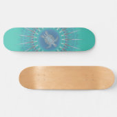 Turquoise Silver Turtle Mandala Persoonlijk Skateboard (Horizontaal)