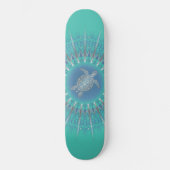 Turquoise Silver Turtle Mandala Persoonlijk Skateboard (Voorkant)