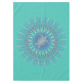 Turquoise Silver Turtle Mandala Tafelkleed (Voorkant)