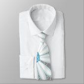 Turquoise Silver White Daisy Wild Flower Wedding Stropdas (Gebonden)