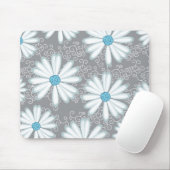 Turquoise Silver White Wild Daisy Floral Pattern Muismat (Met muis)