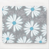 Turquoise Silver White Wild Daisy Floral Pattern Muismat (Voorkant)