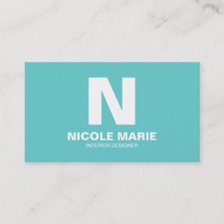 Turquoise Simple Monogram Visitekaartje
