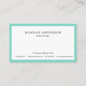 Turquoise Simple Professional Elegant Visitekaartje (Achterkant)