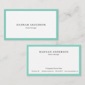 Turquoise Simple Professional Elegant Visitekaartje (Voorkant / Achterkant)