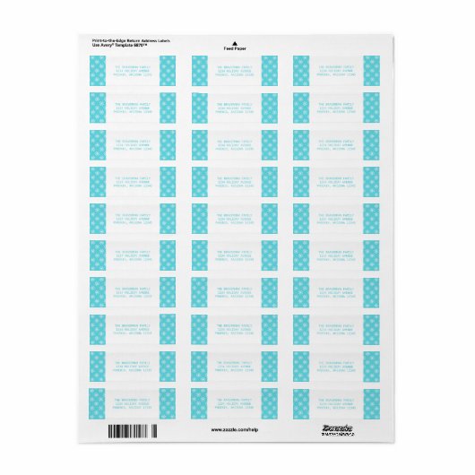 Turquoise Simple Snowflake Holiday Adresetiketten Etiket (Full Sheet)