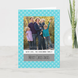 Turquoise Simple Snowflake Holiday-fotokaart Feestdagen Kaart