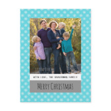Turquoise Simple Snowflake Holiday Photo Briefkaar