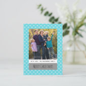 Turquoise Simple Snowflake Holiday Photo Briefkaar Feestdagenkaart (Staand voorkant)