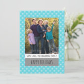 Turquoise Simple Snowflake Holiday Photo Flat Kaar Feestdagenkaart (Staand voorkant)