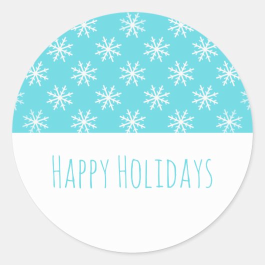 Turquoise Simple Snowflake Holiday Stickers (Voorkant)