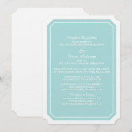 Turquoise Simply Elegant Wedding Invite Kaart