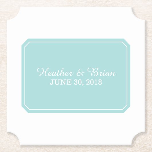 Turquoise Simply Elegant Wedding Kartonnen Onderzetters (Voorkant)