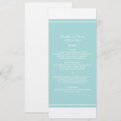 Turquoise Simply Elegant Wedding Menu (Voorkant / Achterkant)