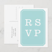 Turquoise Simply Elegant Wedding RSVP Briefkaart (Voorkant / Achterkant)