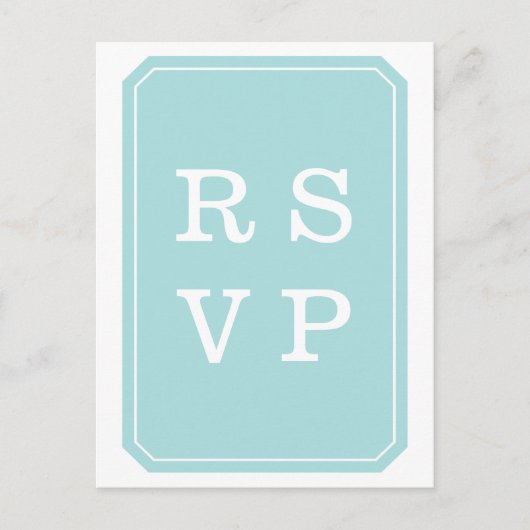 Turquoise Simply Elegant Wedding RSVP Briefkaart (Voorkant)