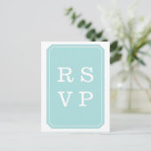 Turquoise Simply Elegant Wedding RSVP Briefkaart (Staand voorkant)