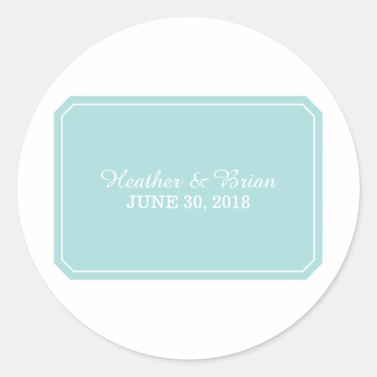 Turquoise Simply Elegant Wedding Stickers (Voorkant)