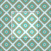 Turquoise Sinaasappel Diamond Squares Ikat Pattern Stof (Delen)