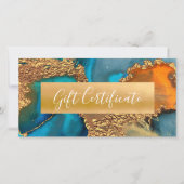 Turquoise Sinaasappel Gouden Waterverf Cadeaubon (Voorkant)