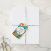 Turquoise Sinaasappel Mooie Waterverf gepersonalis Cadeaulabel (Met Touw)