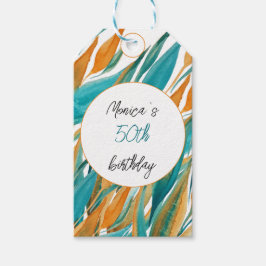 Turquoise Sinaasappel Mooie Waterverf gepersonalis Cadeaulabel