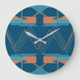 Turquoise Sinaasappel op Donkerblauw Zig-zag Zuidw Grote Klok