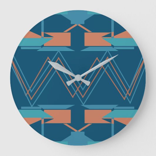 Turquoise Sinaasappel op Donkerblauw Zig-zag Zuidw Grote Klok (Voorkant)