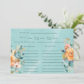 Turquoise Sinaasappel Pioen Vrijgezellenfeest Rece Kaart (Staand voorkant)