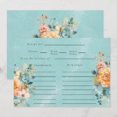 Turquoise Sinaasappel Pioen Vrijgezellenfeest Rece Kaart (Voorkant / Achterkant)