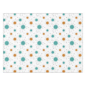 Turquoise Sinaasappel Starburst Mid Century Patter Tafelkleed (Voorkant (Horizontaal))