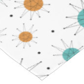 Turquoise Sinaasappel Starburst Mid Century Patter Tafelkleed (Gekanteld)