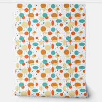 Turquoise Sinaasappel zwarte cirkels lijnen midden