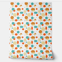 Turquoise Sinaasappel zwarte cirkels lijnen midden