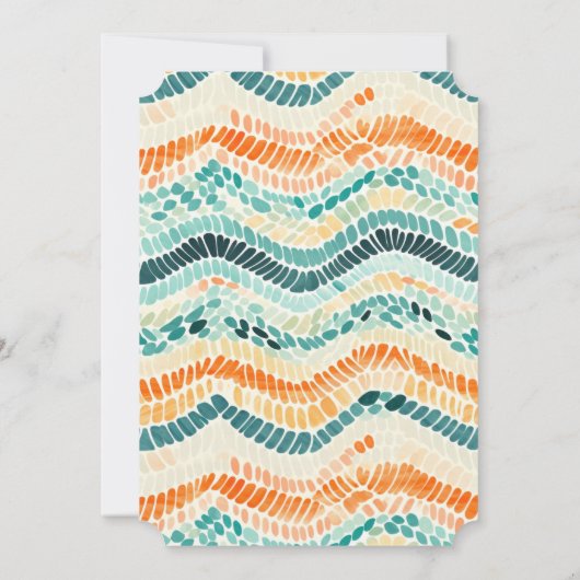 Turquoise Sinaasappels perzik golvende Waterverf s Kaart (Achterkant)