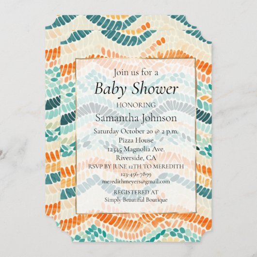 Turquoise Sinaasappels perzik golvende Waterverf s Kaart (Voorkant / Achterkant)