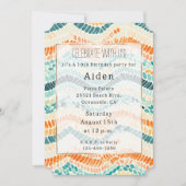 Turquoise Sinaasappels perzik Waterverf golvende s Kaart (Voorkant)