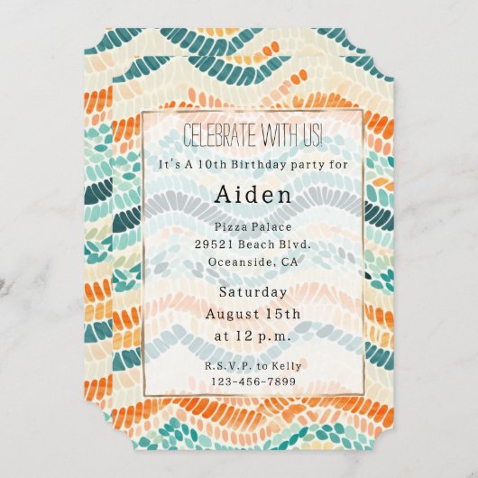 Turquoise Sinaasappels perzik Waterverf golvende s Kaart (Voorkant / Achterkant)