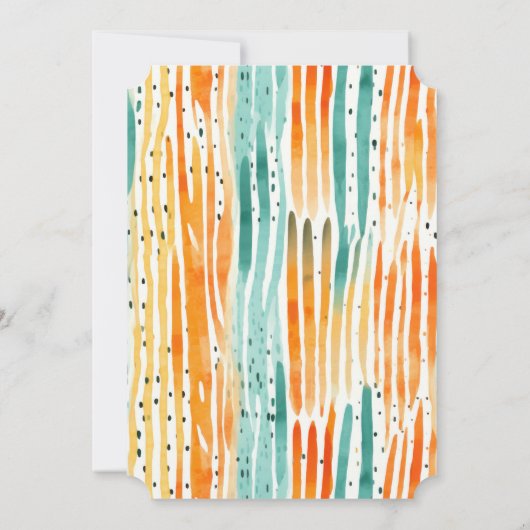 Turquoise Sinaasappels perzik Waterverf Stripes Kaart (Achterkant)